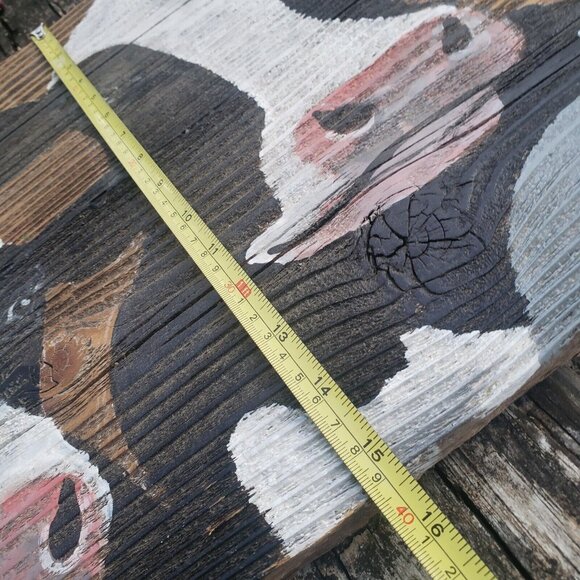 Cow Portrait original‎ Oil Painting Larry Geilenfeldt Rustic Reclaimed Wood - Picture 9 of 9